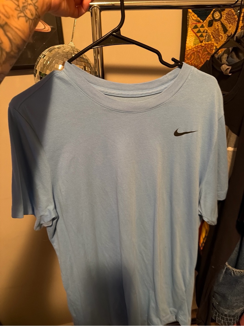 Nike Light Blue Short-Sleeve Crew Tee with Black Swoosh
